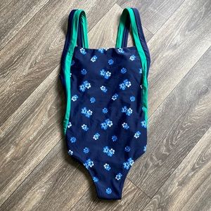 PacSun Aerie Swimsuit Blue white Floral Square Neck Small